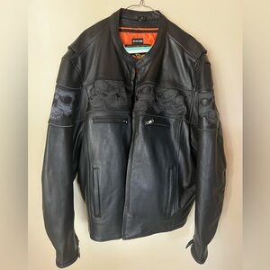 Milwaukee Men’s Black Leather Motorcycle Jacket 4XL